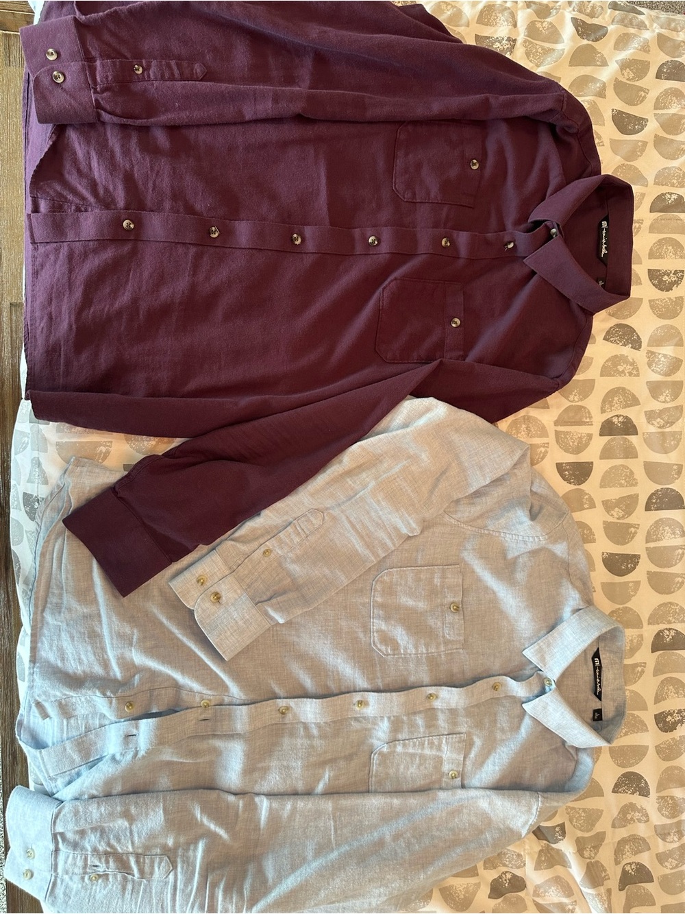 Travis Mathew Lightweight Shirt Jackets in Burgundy and Light Gray